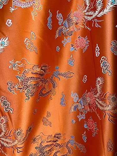 Hope Orange Dragon Brocade Chinese Setin Fabric by the Yard - 10040