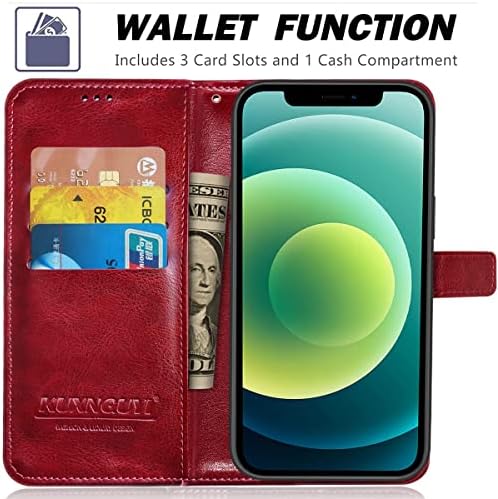 Kuxnguyi compatível com iPhone 12 Case/Compatível com a caixa da carteira do iPhone 12 Pro, capa de couro PU com titulares