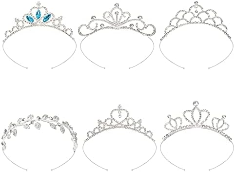 Crystal Rhinestone Tiara Crown Banda da cabeça: 6 peças Jóias de cabelo da cabeça da cabeça para meninas Casamento de festas