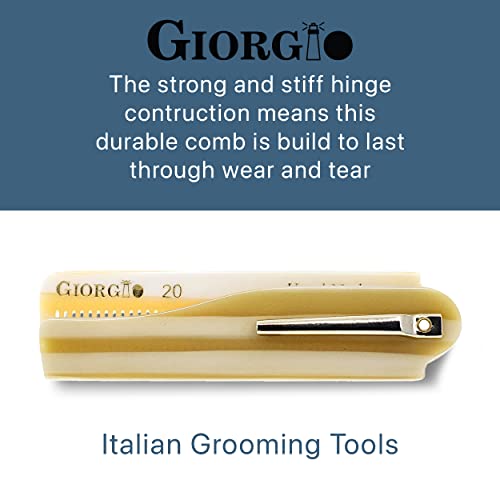 Giorgio G20 Ivy Bigode dobrável e barba pente 6,5 polegadas - Pequeno pente de bolso de dente fino para cuidados com os cabelos