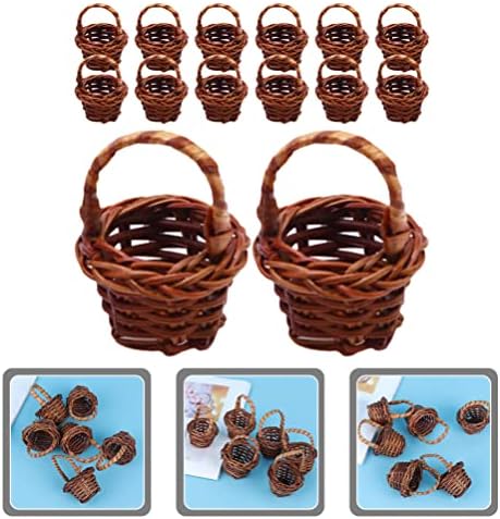 Acessórios da Yardwe Braid 20pcs portáteis de vime de vime com cesto de cesta de armazenamento em miniatura adereços fotográficos