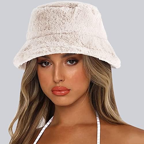 Chapéu de balde de inverno para mulheres, feminino fofo chapéu quente e luxuoso chapéu de pescador ao ar livre chapéu quente à prova