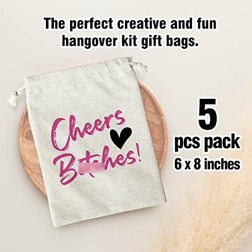Sacos de kit de ressaca, rosa claro com sacola de presente de cordão, para chuveiro de noiva, casamento, viagem, kit de recuperação