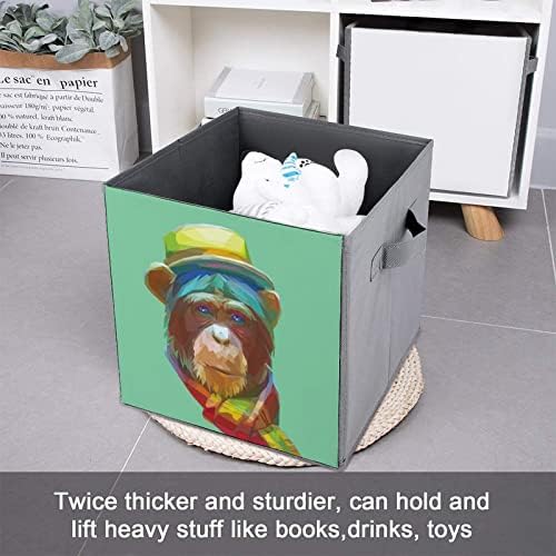 Retrato de uma cesta organizadora de cubos de armazenamento colapsível de couro que chimpanzé PU com alças