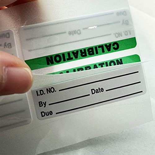 Adesivos de calibração, etiquetas de calibração de palavras pretas verdes, laminação automática protege sua escrita de manchas, adulteração e abrasão, perfeita para NIST, ISO calibrar equipamento-132 Etiquetas/pacote