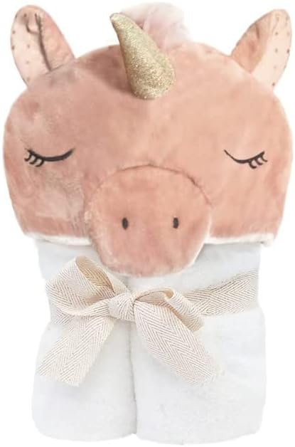 Mon Ami Terry Toalha de Algodão com capuz de capuz Unicorn, toalha de banho macia premium com capuz para bebês, meninas ou meninos, unissex, ultra absorvente, rosa, 0-24 meses