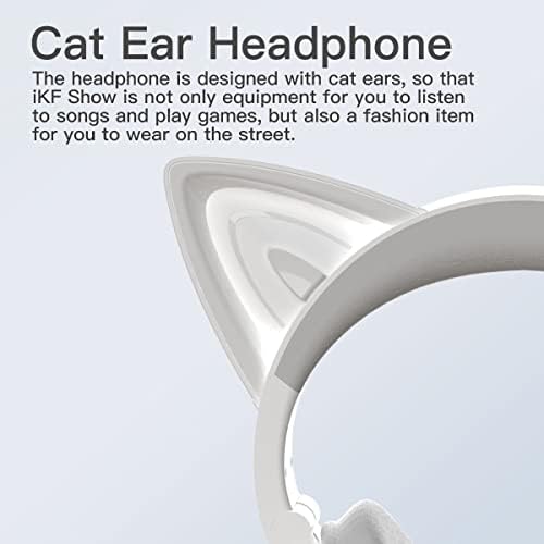 IKF Show Head Headset Cat Wireless Bluetooth Headphone Game Cute Girl Girl Light Custom Light Anime Com Microfone Wired