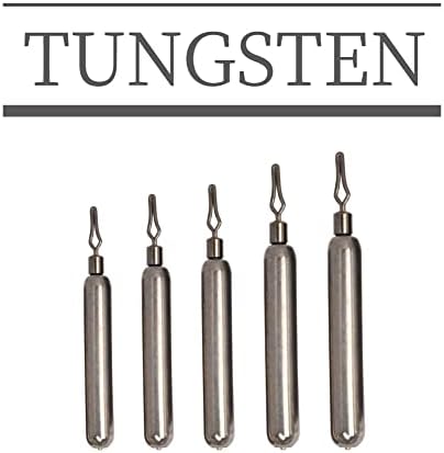 Muunn 10 pacote de tungsten skinny cair pesos de tiro, kit de chumbadas de pesca com tiro de tungstênio para equipamento