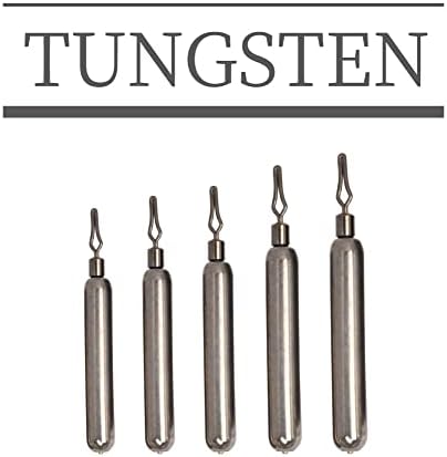 Muunn 10 pacote de tungsten skinny cair pesos de tiro, kit de chumbadas de pesca com tiro de tungstênio para equipamento de tiro de gota, chumbada de forma magra (