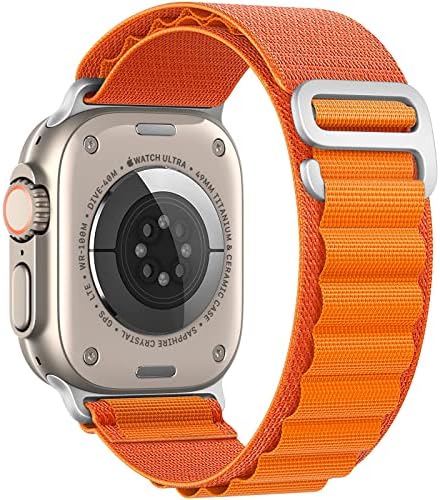 Epuly compatível com as faixas de loop alpino de alpina de Apple Watch Ultra Nylon, para Apple Watch 49mm 42mm 44mm 45mm, tiras esportivas robustas ajustáveis ​​com pulseiras femininas de aço A.