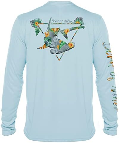 T-shirt de tubarão de martelo tropical: mensagens de proteção de manga longa de UV de UV | Mergulho de mergulho | pescaria