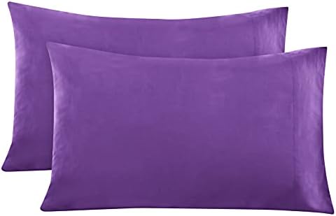 PHF Silky Microfiber Brophases King Size, 2 Pacote de travesseiro de cama aconchegante e respirável suave, coleção de capas de travesseiro de hotel de luxo, 20 x 40, roxo