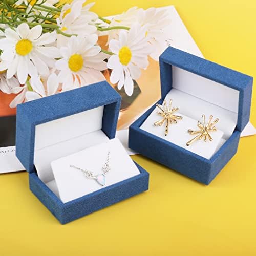 ISUPERB 2PCS Caixas de anel de anel de veludo 2PCs Caixas de anel de jóias premium Caixa de anel azul para casamento para casamento