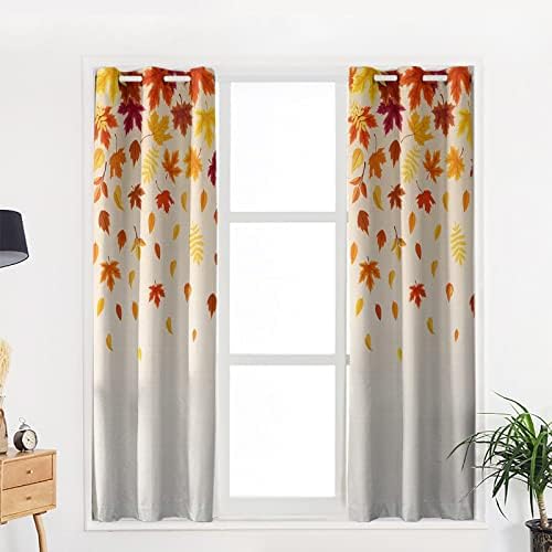 Jiameluck Fall Maple Folhas cortinas de blecaute para sala de estar Cortinas decorativas de cozinha cortinas infantis