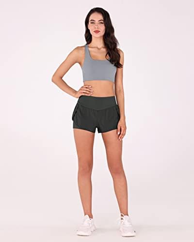 Ododos Women's 2 em 1 shorts de treino com bolsos de alta cintura de cintura ioga de ginástica shorts com revestimento