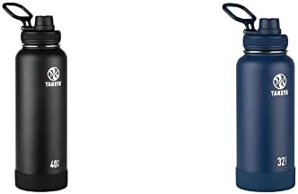 Takeya Actives isolados garrafa de água em aço inoxidável com tampa de bico, 40 onças, Onyx e Actives Isolled Stainless Ath Water
