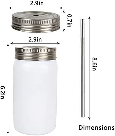 Maikesub sublimação em branco jarra de pedreiro jarro 17 oz de boca largo branca jarra de aço inoxidável com tampa e
