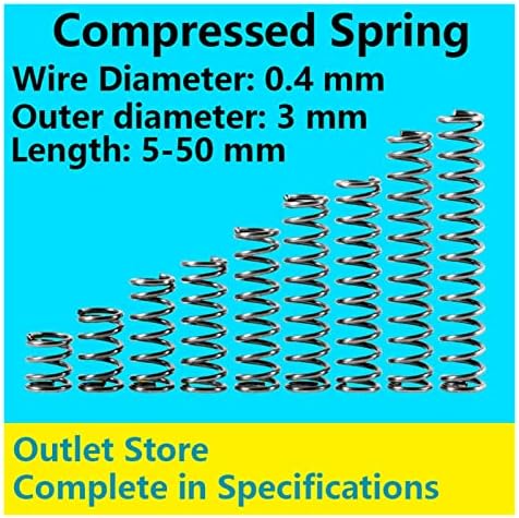 As molas de compressão são adequadas para a maioria dos reparos I Compressão Spring Spring Storage Compressão Rotor Spring Retorno Fio de mola Diâmetro de 0,4 mm, diâmetro externo 3mm)