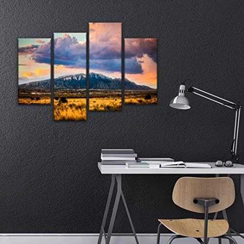 Hipolotus 4 Painel Canvas Pictures Sandia Mountains com majestosos céu e nuvens Horizontal Stock Wall Art Prints Pinturas esticadas