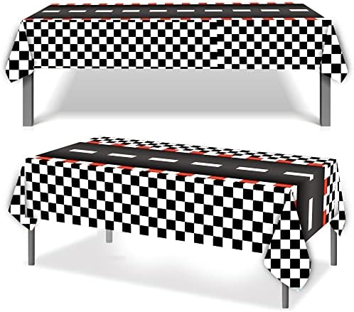 2 PCs Racing Car Toelas de mesa plástico Toas de carro Toelas de mesa descartáveis ​​Tabelas de bandeira preta Tabela