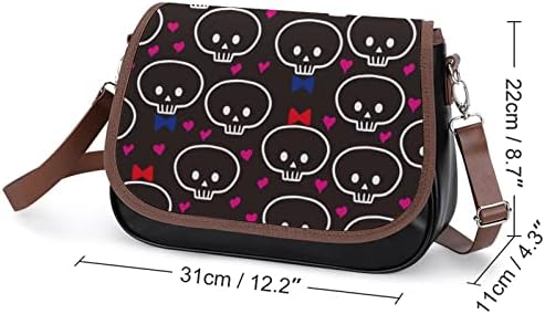 Crânios fofos com couro de couro de couro bola de crossbody small bolsa de moda moda de pacote de pacote de viagem