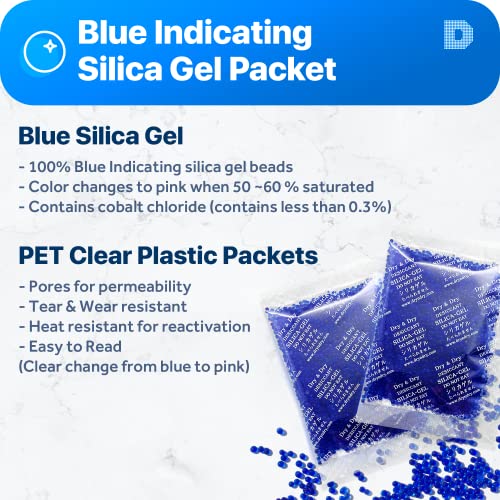 Seco e seco 20 grama [7 pacotes] Sílica gel azul indicando pacotes de sílica gel