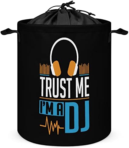 Confie em mim, sou uma cesta de lavanderia de DJ com sacos de lavanderia de fechamento de cordão para viagem para viagens em casa