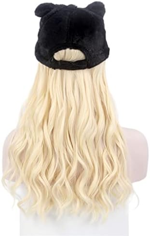 Pdgjg de inverno quente e quente hapsa de cabelo um chapéu panda peruca long curly 613 golden wig chapéu uma personalidade elegante