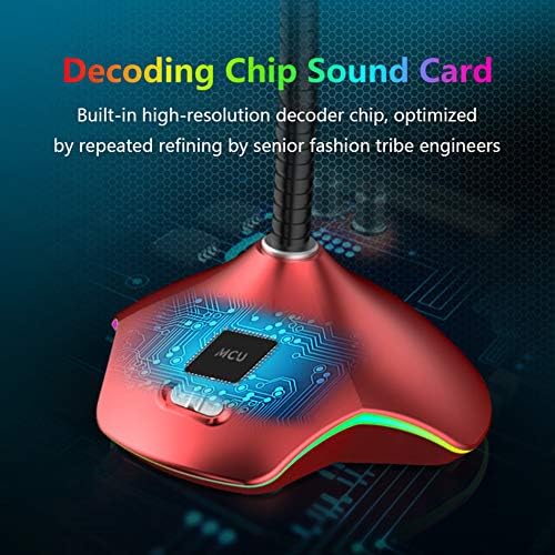 Microfone profissional de jogos USB para PC Notebook omnidirecional Capacitor com fio Luz colorida de Microfone Wired