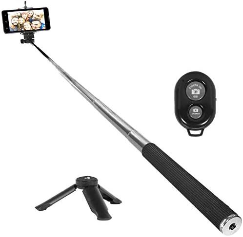 Deco Essentials Telescópica Metal 33 Selfie Stick com tripé e remoto sem fio para iOS/Android, perfeito para viagens, aventuras