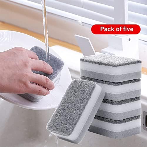 Esponjas de esfoliação pesada do WYFC 5pcs, esponja de lavagem de louça dupla lados