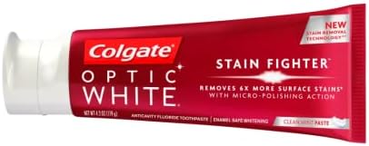 Colgate óptica branca creme dental - lutador de manchas - pasta de hortelã limpa - rede wt. 4,2 oz por tubo - pacote de 4 tubos