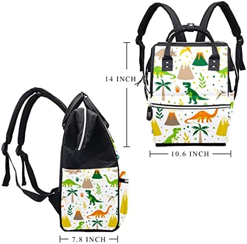 Mochila de viagem Guerotkr, bolsas de fraldas, bolsa de fraldas de mochila, padrão de planta de animais de dinossauro