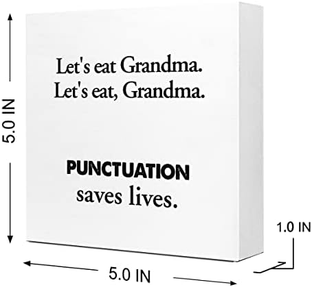Vamos comer a pontuação da avó salva vidas decoração de mesa de madeira, decorações engraçadas de mesa de madeira de madeira