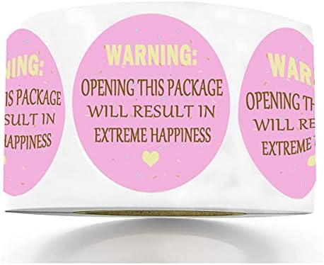 Adesivos de pacote de felicidade extrema rosa, aviso adorável de 1,5 polegadas: rótulos extremos de felicidade para focas de envelope, pacote de cookies, negócios ou uso pessoal.