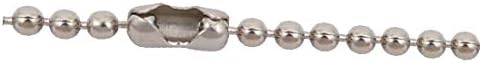 X-Dree 2pcs Aço inoxidável Chain Chain Ball Kichain Tone de prata de 1,5 mm dia 20 cm de comprimento (2 piezas de acero broche cadena bola llavero plano tono 1,5 mm de diámetro 20 cm de longitud