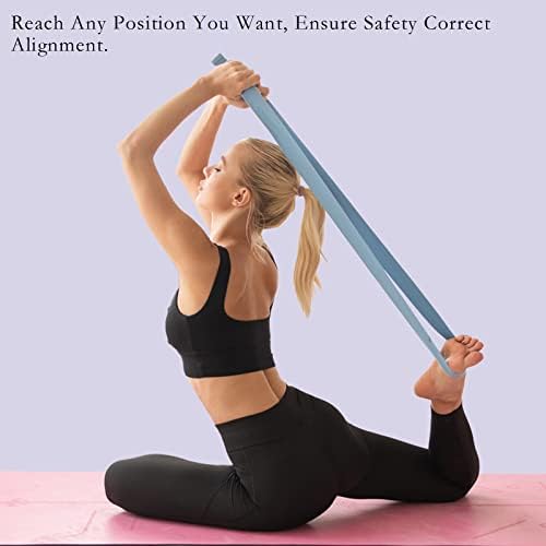 2 pacote de faixa de cinta de ioga com loop ajustável de fivela de anel de metal D | Exercício e alongamento de fitness para ioga, pilates, fisioterapia, dança, exercícios de academia