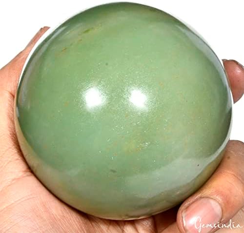 gemsindia 3750 CTS Aventurina verde natural Sphere/Cristal de Cristal VERMELHO VERMELHO W Stand