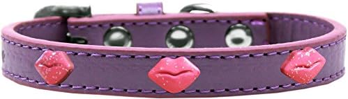 Mirage Pet Products Glitter Lips Widget Dog Collar, tamanho 16, lavanda/rosa