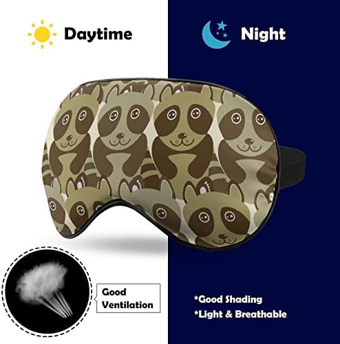 Funnamente engraçado Raccoon Print Eye Máscara Bloqueando a máscara de sono com cinta ajustável para o trabalho de turno para dormir para viagem