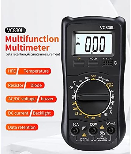 WYFDP VC830L Multímetro digital com corrente/dc de corrente/tensão, resistência, frequência e testador de capacitância, LCD Backlight Display