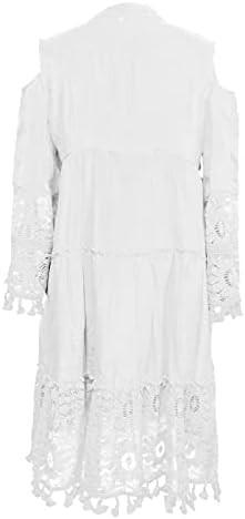 Moda feminina Moda de três quartos Boho Dress Dress Lace Tassel Mini Vestido de decote em V
