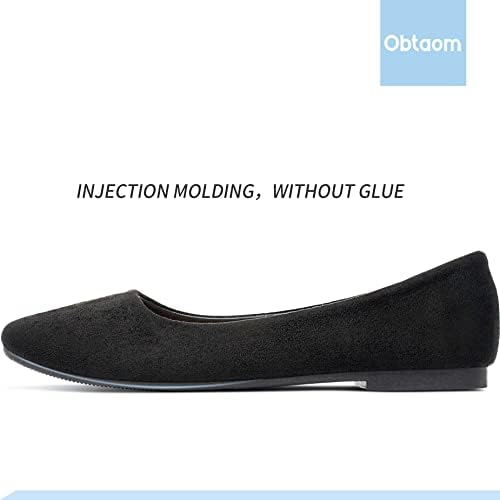 Obthaom redou dedo mulheres sapatos planos deslizam em meninas vestidos de balé preto