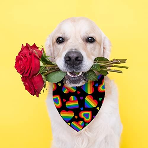 Rainbow Heart Dog Bandana LGBT DIA DO DO CONTO ACESSÓRIOS AJUSTÁVEL PARA PEQUENO MELINOS CATOS CATOS PETOS