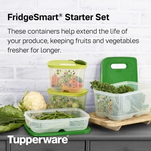 Marca Tupperware Fridgesmart Starter Conjunto - 4 recipientes para armazenar e prolongar o prazo de validade de produtos + tampas - lavadora de louça Safe & BPA grátis