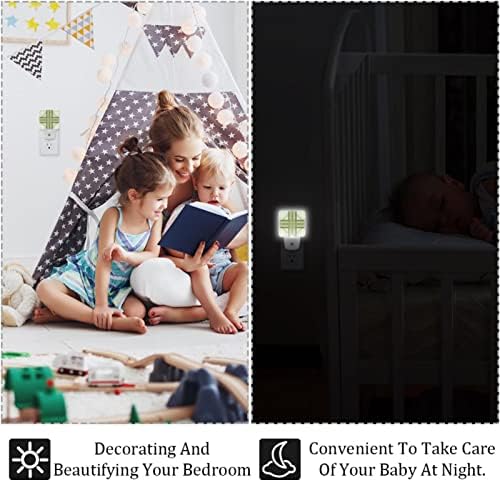 Rodailycay sensor de luz leve xadrez leve, 2 pacotes de luzes noturnas se conectam na parede, luz noturna de LED branca quente para viveiro, quarto, banheiro, corredor, quarto de crianças, escadas