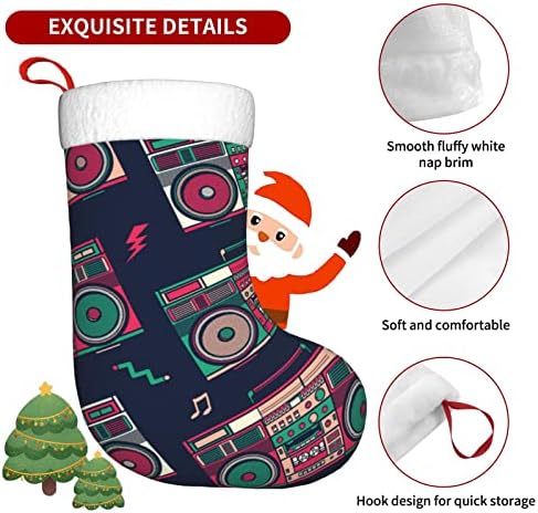 Aunstern Christmas meias retro boombox Rádio lareira de dupla face pendurada meias penduradas