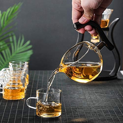 Rora Lazy Kungfu Glass Tea Conjunto de Tea Groting semi -automático com Infusser Glass Bule