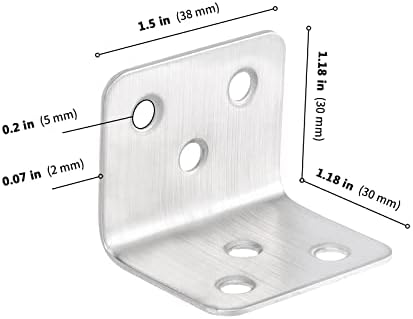 Zeonhei 48 PCs 1-1/2 x 1-1/2 polegada Suria de canto de aço inoxidável, suporte de ângulo reto de serviço pesado com parafusos