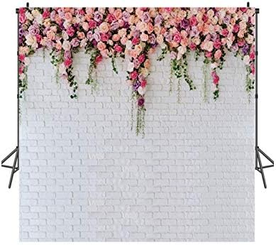 LTlyh 10x10ft Flores de parede brancas Flores de parede Fundo do tema da primavera Passo -pano de fundo para o dia